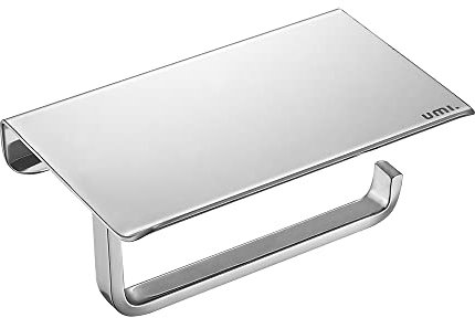 Umi. By Amazon - Porte papier toilette avec étagère pour salle de bain porte-papier hygiénique avec plateforme de rangement mural porte rouleau papier toilette en acier inox brossé et toilettes
