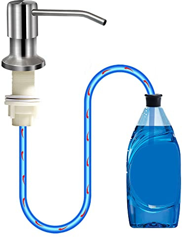 Soap Dispenser for Kitchen Sink, Brushed Nickel Countertop Soap Dispenser Pump, 47 Silicone Extension Tube Connect to The Soap Bottle Directly, Say Goodbye to Frequent Refills (Brushed Nickel)