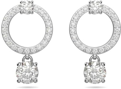 Swarovski Constella Ohrringe, Rund, Weiss, Rhodiniert