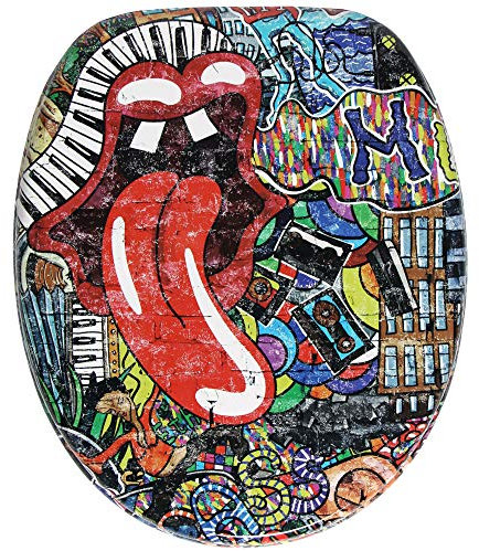 Sanilo Abattant WC, Grande sélection de lunettes de toilette, Finition de haute qualité, Charnières robustes, Fixation facile (Graffiti)