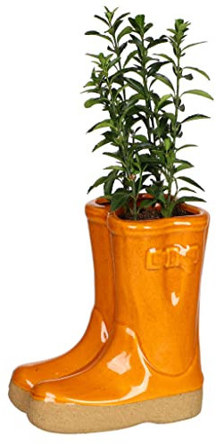Dibor Herb Planter Wellington Boot Large Orange Flower Pot Winter Wedding Anniversary Christmas Gardening Gift
