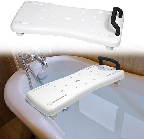 YUENFONG Planche de Baignoire Siège de Baignoire Siège de Baignoire avec Poignée Noir, Planche de Siège en Plastique pour Femmes Enceintes âgées, Capacité de Charge jusqu'à 150 kg, Blanc Noir