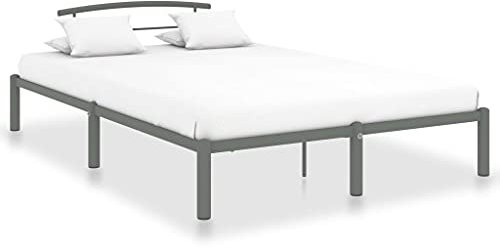 Annlera Bettgestell 210x150x63cm Grau Metall Metallbett Doppelbett Schrankbett Palettenbett Schlafzimmerbett Robusten Bettgestell Gästebett Boxspringbett Klappbett Bodenbett Hochbett