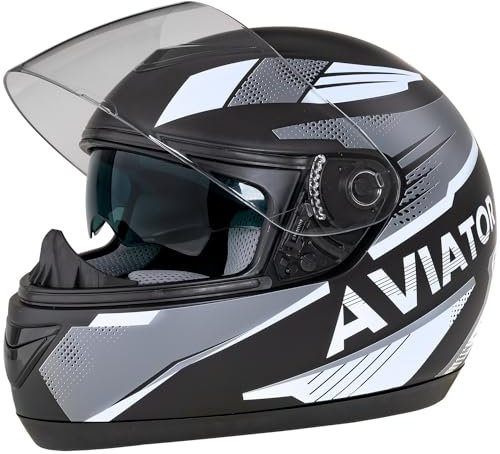 Integralhelm Mit Sonnenblende Matt Helm Motorradhelm Schwarz-Weiß-Grau XXL Quad