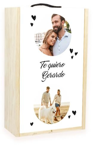 Caja botella de vino personalizada con foto (Caja para 2 botellas)