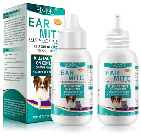 JSBNQRMZ Ear Care for Dogs,2Pcs Ear mite treatment for dog,Provides Relief For Yeast Infection,Alleviation Suffering From Ear Mites&Built-Up Wax And Dirt.For Puppy,Cats And Dogs