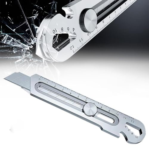 Cutter Professionnel Retractable Kit, Couteau utilitaire Lourd à Usage Multiple 18MM, Acier Inox Couteau Utilitaire Polyvalent et Robuste, pour Maison, École, Bureau (Argent, 1 pcs)