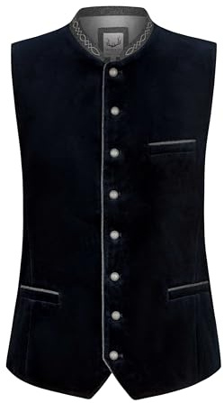 Bergfeuer Trachtenweste Lorenzo Gilet Tradizionale, Blu Notte, 70 Uomo