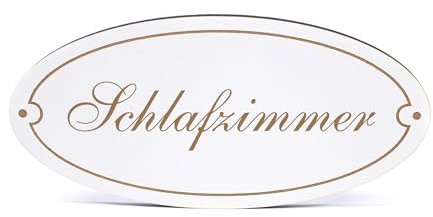 Dekolando Deko Türschild oval - Schlafzimmer - Schild 15 x 7 cm - Schilder Türschilder Namensschilder Wohnung selbstklebend Holzschild Tür Holzschilder