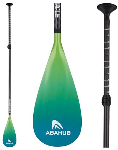 Abahub Pagaia SUP Carbonio con Borsa da Paddle Remi Telescopica Stand Up Paddle per Tavola Surf SUP, Albero in Carbonio da 170-218 cm Lama in Plastica Nero/Grigia/Blu/Arancione/Rossa/Gialla