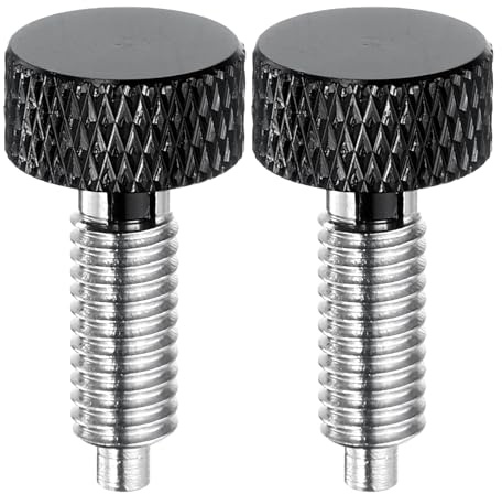 QUARKZMAN 2 Piezas Perno Resorte Con Mango Estriado M6x1 Diámetro Pasador 3mm Pasadores Liberación Rápida Retráctiles Acero Inoxidable Tipo Bloqueo Índice Para Equipos Industriales, Negro