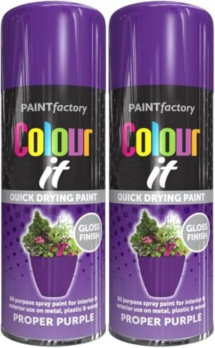 MIXEL Purple Gloss Spray Paint, Quick-Drying Formula, Easy To Apply, Ideal For DIY Projects, Crafting, Home Décor, Perfect For Wood, Metal, Plastic, Ceramics, 250ml, (2 Pcs)