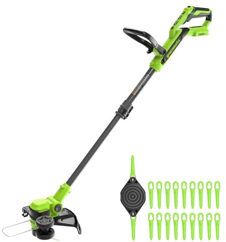 Greenworks Cordless String Trimmer 24V 30cm, Battery Powered Grass Strimmer, Auto Feed Head, Edger (Includes 20 Blades), Battery and Charger Not Included