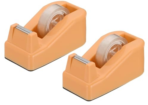 PATIKIL 2pcs Tape Dispenser Desk, Small Tape Dispenser Cute Desktop Dispenser Holder for Tape Office Desktop, Orange
