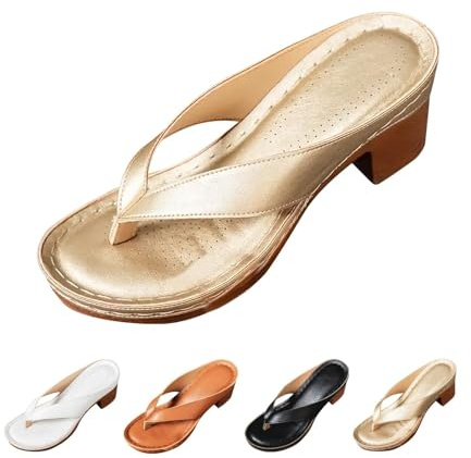 Chanclas de cuña para mujer, puntera abierta, tacón de bloque, sandalias elegantes de piel gruesa con tacón de dedo del pie, sandalias informales de verano 2025, sandalias casuales antideslizantes de