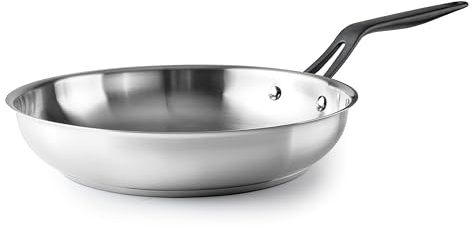 LACOR - 47326 - Padella Origin, 26 cm, Acciaio Inox 18/10, Superficie Senza Rivestimento Antiaderente per Cottura Tradizionale, Adatta a Induzione e Lavastoviglie, Alta Durabilità