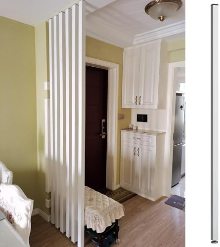 Divisor de habitación de madera ajustable para montaje en pared, 70-240 cm, elegante poste de listones de suelo a techo para el hogar, oficina y entrada, fácil de instalar, solución de decoración que