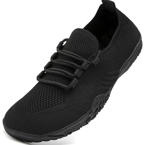 ZGPWZWL Barefoot Shoes Womens Trainers Non Slip Breathable,Black,Size UK6