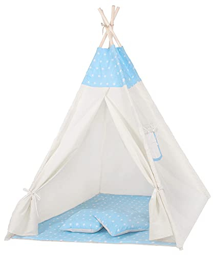 SPRINGOS Tienda de campaña para niños Tipi Cojín de Suelo de algodón 160 x 120 x 100 cm Tienda de campaña para niños