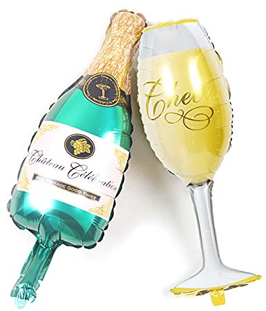 ANCLLO 2 botellas de champán de película de aluminio y globos de hidrógeno para decoración de fiestas