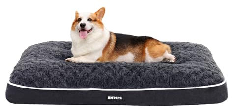 HMTOPE Orthopädisches Hundebett, Hundematte im Doppelstock-Design, Waschbar Hundekissen, Abnehmbar Hundekorb, 90 cm für Kleine bis Mittelgroße Hunde, Dunkelgrau