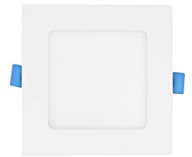 Eurekaled – Faretto LED da incasso slim quadrato 6W foro 105mm luce calda 3000K IP20 luce diffusa con angolo apertura di 120° spessore 11mm, lampada LED per cartongesso diametro esterno 120mm