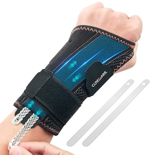 CURECARE Muñequera Tunel Carpiano, Ferula Tunel Carpiano con 3 Niveles Estabilidad, Muñequera Metacarpiana Removible, Muñequera Tendinitis Muñeca para Artritis, Alivio del Dolor (S/M, Izquierda)