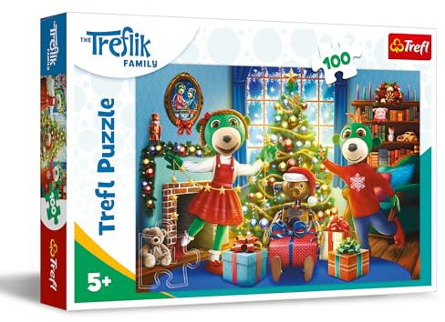 Trefl – The Treflik Family,Les Treflik d'hiver – Puzzles 100 pièces – Puzzles de Noël avec Les Personnages de Bande Dessinée, Divertissement Créatif, Loisir pour Les Enfants à partir de 5 Ans