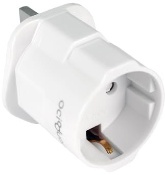 OcioDual Adaptateur de Voyage, de EU vers UK, Prise de Type C, E et F vers Type G, Modèle YD-1310, 250 V/13A Blanc, Convertisseur 2 Broches vers 3 Broches, Certification CE/RoHS