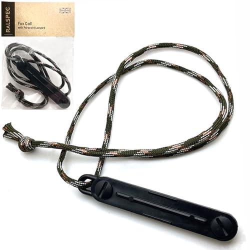 RALSPEC Fox Call with Paracord Lanyard Hunting Distress Predator Caller Whistle Squeaker Blaster Rabbit Shooting Lamping UK
