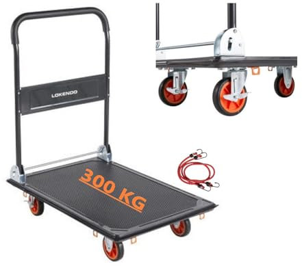 Genérico Carro Plataforma con Freno Plegable para Transporte 300KG Carga Mercancia Equipaje Base Antideslizante Industrial Ruedas 360º Transporte Profesional Multiuso, M300KG