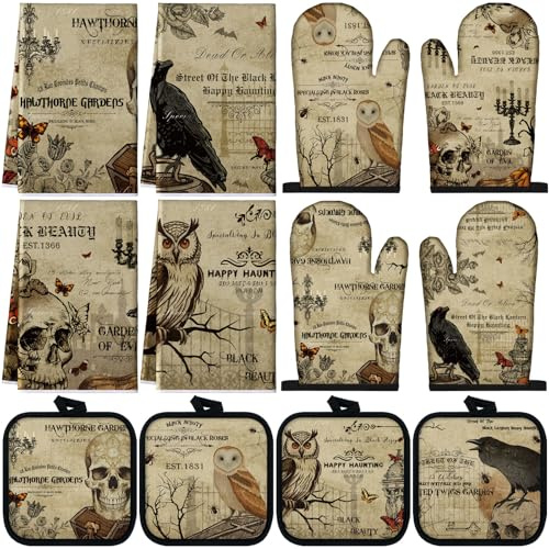 SiliFine 12 Pcs Gothic Halloween Kitchen Accessories Set