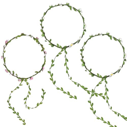 3 Stück Blumenkranz,Blumenkranz haare,Blumen krone kopfschmuck haarreif,Haarreif blumen für outing braut kopfschmuck party urlaub haarschmuck