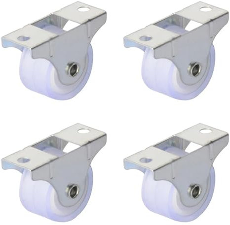 EDEDE Castor Wheels, 4pcs 1Inch Directional Silencer Wheels Thicker Flat Plate White Rail Fixed Casters Smoothly Furniture Flight Box Lugga Trolley Durability