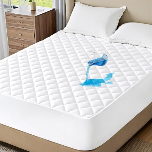 Pure Textile 100% Waterproof Mattress Protector, King Size (152x200 cm) | Ultimate Protection, Noiseless & Anti Allergenic Quilted, 30cm Extra Deep Skirt, Easy Fit & Machine Washable