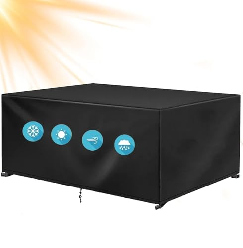 OOOXZO Housse Table Basse de Jardin Exterieur Impermeable 80x80x40cm/LxWxH Rectangulaire Couverture de Protection, 600D Oxford Tissu Anti-UV Anti-poussière pour Housse Table, Bâche de Meubles