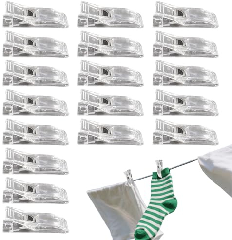 20 Pcs Large Transparent Sewing Clips - Multipurpose Craft Clips for Quilting, DIY, Window Blinds & Fabric (Clear)