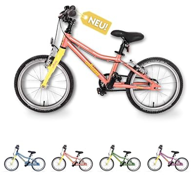 whizzy JuniorCruiser Kinderfahrrad 16 Zoll I Grapefruit I Fahrrad für Kinder ab 3,5 Jahren I Höhenverstellbares Mädchen- & Jungen-Fahrrad I 6,5 kg leichtes Mountainbike mit ergonomischem Sattel