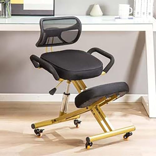 Silla ergonómica de rodillas con respaldo, taburete ajustable con rodillos para apoyo de postura en el hogar y la oficina