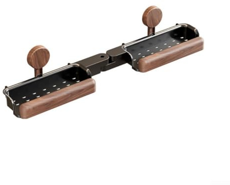 Étagère de rangement murale pour robinet de salle de bain avec ventouses, en bois de noyer imperméable et aluminium anodisé pour évier, installation sans perçage (A)