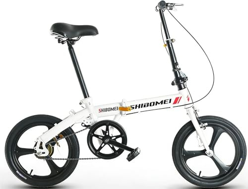 Kcolic Mini Bicicleta Plegable, Bicicleta Urbana Ultraligera 12/14/16 Pulgadas, Capacidad Carga Máxima 150 Kg, Fácil Plegar 10 Segundos. El Cuadro Está Hecho Acero Carbono Engrosado White,16in