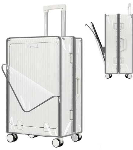Yotako Clear PVC Suitcase Cover Protector for Front Open Suitcases - 26inch Luggage Cover Double Zipper Design