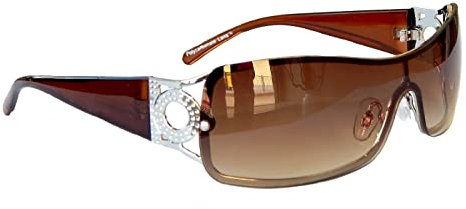 Sonnenbrille Damenbrille Schwarz Brille Monoglas Sportlicher Style Damen M 34 (Braun Silber)