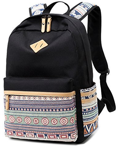 Leichter Kinder-Rucksack für Schulranzen aus Segeltuch, kleine Reiserucksäcke für Damen, Mädchen, Jungen, Büchertasche, Kleinkind-Rucksack, klassisch schwarz, Medium, Outdoor