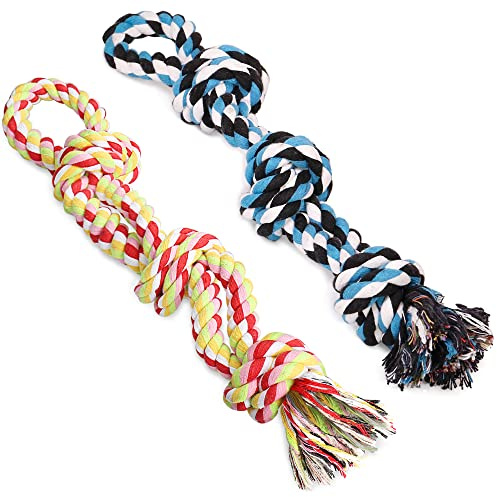 UPSKY Dog Rope Toys 2 Nearly Indestructible Pet Toys for Medium to Large Breed, Dental Cleaning Chew Toys, Dogs Tug Toy for Boredom, Teething for Aggressive Chewers