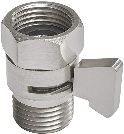 Aquafaucet Water Flow Control Valve Water Pressure Regulator Hand shower & Bidet Sprayer Control Shut Off Valve Showerhead Brass Turn off Brushed Nickel G1/2 Standard Connection