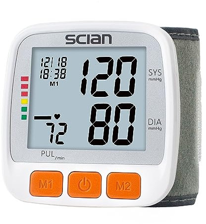Scian Automatic Wrist Blood Pressure Monitor for Home or Clinical Use, Wrist Blood Pressure Machine with Adjustable Cuff & Large LCD Display, BP Monitor with 2x90 Reading Memory for Two Users