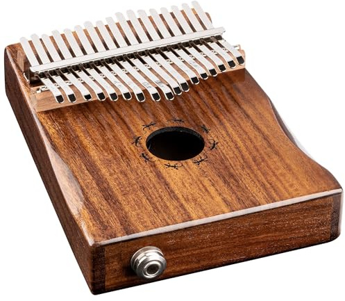 Ortega Guitars Kalimba C-Dur elektroakustisch - Percussion Series - Daumenklavier mit 17 Zungen - Mit Pickup - Inklusive Zubehör - Akazie, Natur (OKB1E)