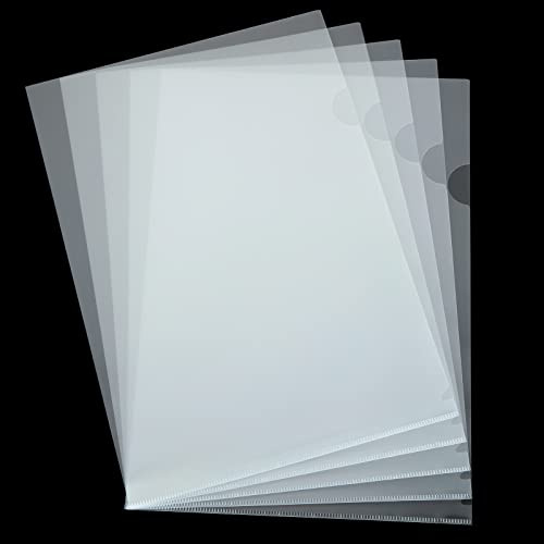 LOLYSIC 60Pcs A4 Clear Plastic Sleeves, 180 Micron Clear Plastic Wallets | A4 Clear Cut Flush Folders, Open Top and Side, File Pockets, for School Office Paper File Reports Document Presentation