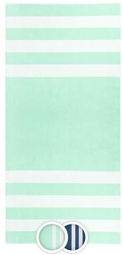 ZOLLNER Strandtuch - strapazierfähiges und saugstarkes Badetuch in 100x200 cm - waschbar bis 60°C - Baumwolle - mit sportlichem Streifenmuster in Mint - Oeko Tex® Zertifiziert